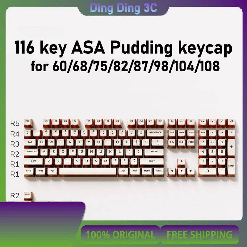 

HEXGEARS semi-transparent pudding keycaps PBT material closed OEM height 116 keys translucent suitable for 87/108 keyboards