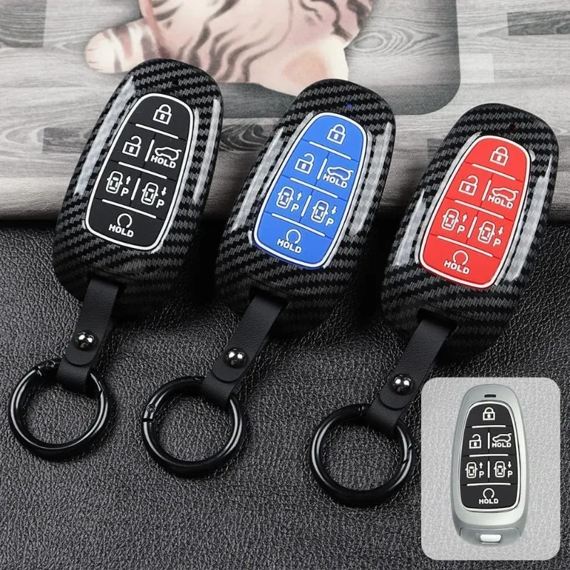 

Car Key fob Cover for Hyundai Tucson Sonata DN8 NX4 Ioniq 5 Santa Grandeur Azera 2019 -22 Remote Key Holder Keychain 6 Buttons