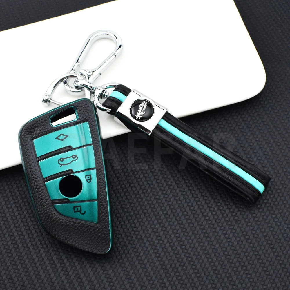 เคสหุ้มกุญแจรถหนัง TPU สำหรับ BMW 1 3 5 6ซีรีส์ X1 X5 X3 X6 X7 G20 G30 G11 F15 F16 G01 G02 F48พวงกุญแจอุปกรณ์เสริม