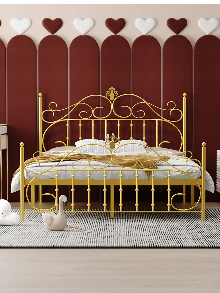 European modern simple princess wrought iron bed iron frame steel frame double single adult children 1.2 1.5 1.8 meters