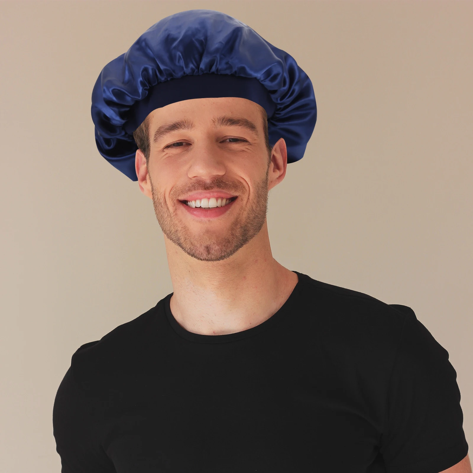 Long Satin Men's Sleeping Hat Elastic Brim Durable Comfortable Hair Care Bonnet for Home Women Hair Wrap