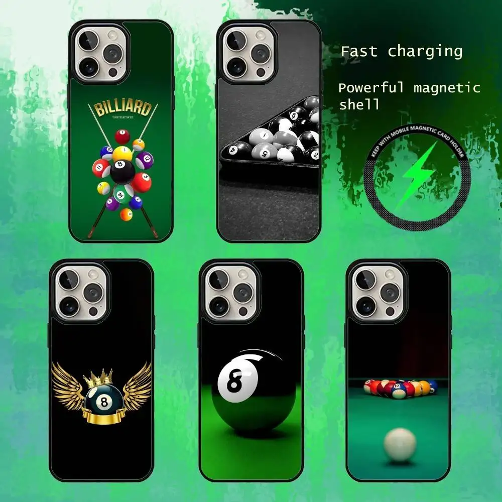 

Billiards Snooker Sports Phone Case For iPhone17,16,15,14,13 Plus,Pro Max Magnetic For Magsafe Wireless Charging