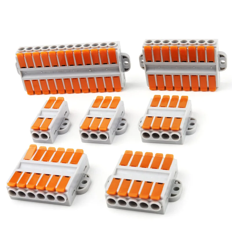 Mini Fast Docking Electrical Wire Connectors Push-In Conductor Terminal Block 0.5-6.0mm2 2/3/4/5/6/8/10/12 Pin Circuit Port