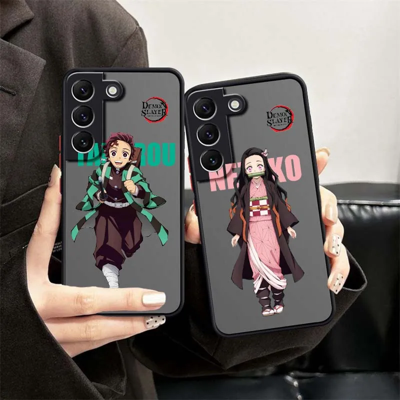 

Demon Slayer Tanjirou Nezuko Phone Case For Samsung S25 S24 S23 S22 S21 S20 S10 S9 Ultra Plus Edge FE 5G Frosted Translucent