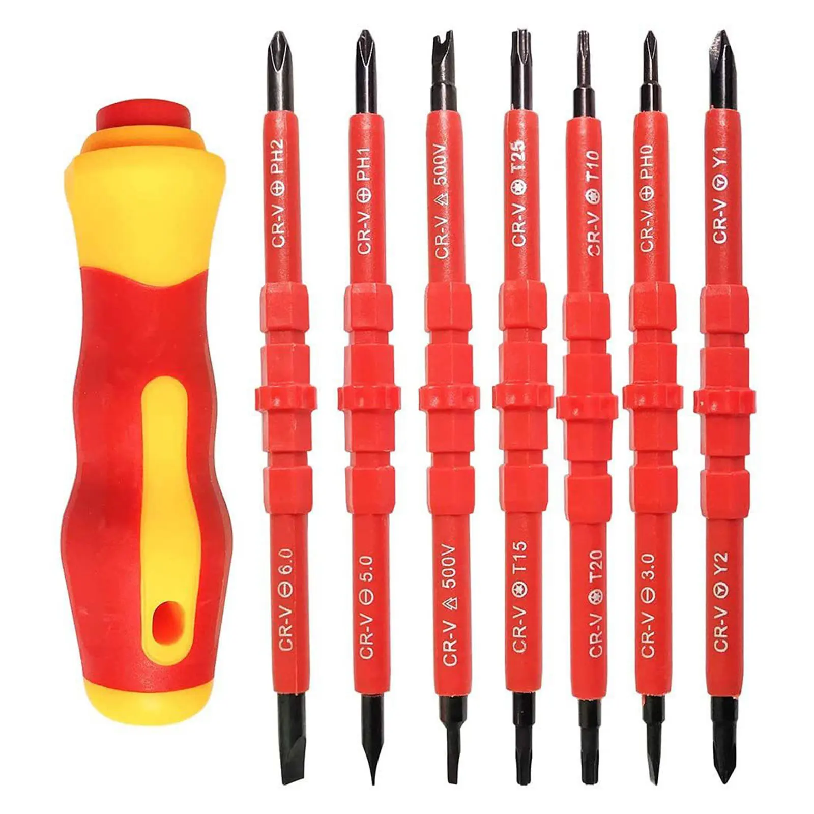 

7pcs Insulated Screwdriver Set Electrician CR-V Slotted PH/SL 1000V High Voltage Resistant Electrician Repair Hand Tools