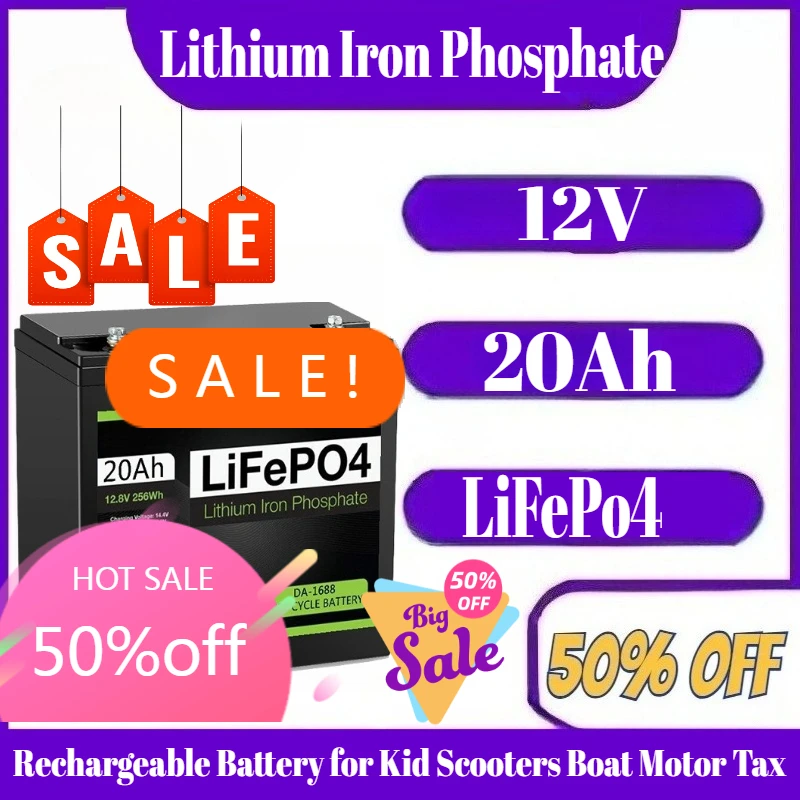 

12V 20Ah LiFePo4 Battery Lithium Iron Phosphate 12V LiFePo4 Rechargeable Battery for Kid Scooters Boat Motor Tax