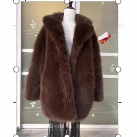 

Soft Furry Luxe Femme Fur Jacket New Thickened Autumn Winter Fox Fur Coat With Large Lapel Long Street style Faux Fur Overcoat