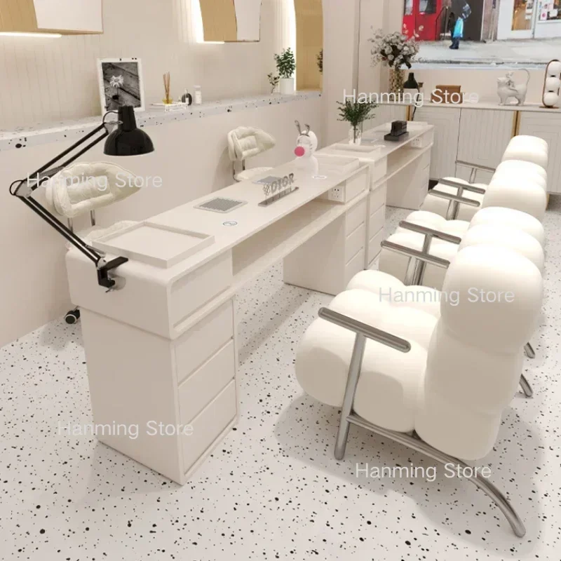 Luxury Nail Tables Manicure Professional Beauty Salon Vacuum Nail Tables Desk Modern Women Nageltisch Nail Tech Supplies MR50NT