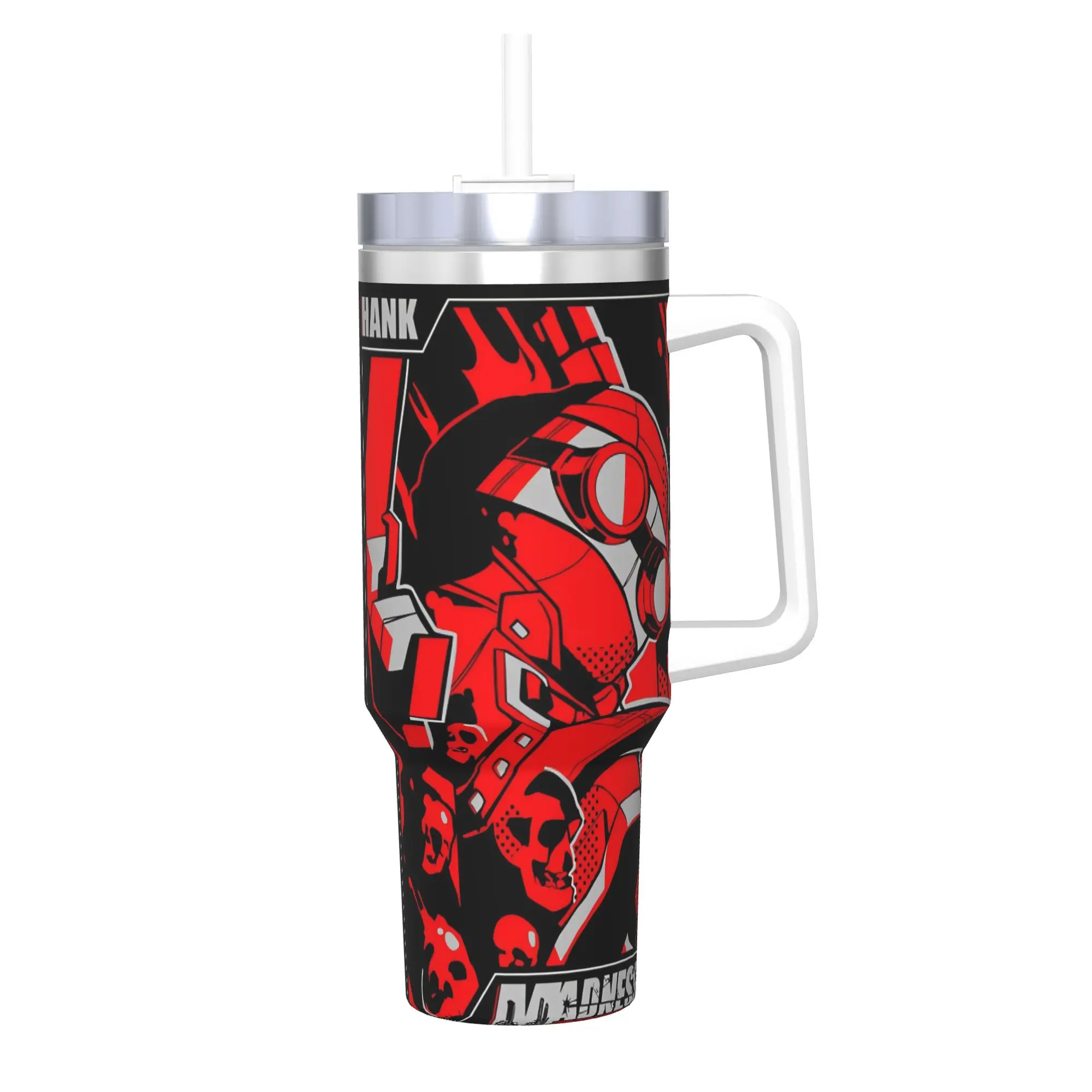 MADNESS COMBAT Hank Tumbler With Straw  Stainless Steel Tumblers Cup Double Wall Vacuum Insulated for Cold Or Hot 40oz