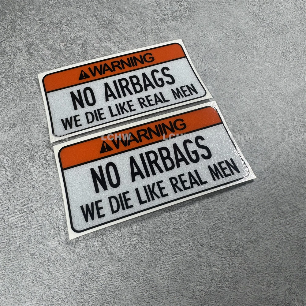 2x Warning Car Stickers NO Airbags Real Man Decal Motor Helmet Cycling Race Auto Window Body Graphic