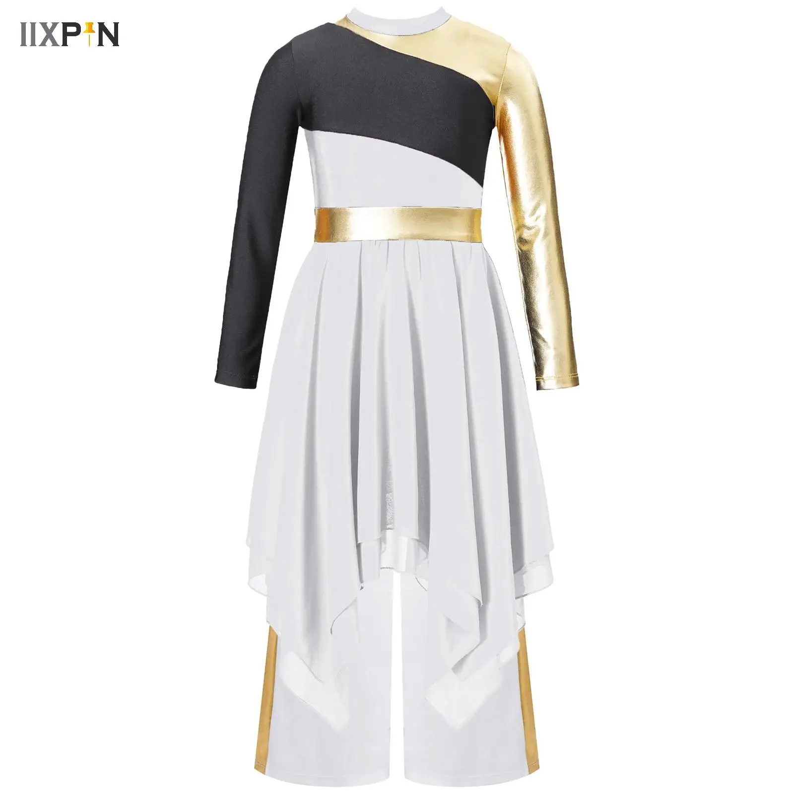 

Kids Girls Ballet Praise Lyrical Dance Tunic Dress Church Christian Worship Robe Costume Contemporary Performance Dance Dress