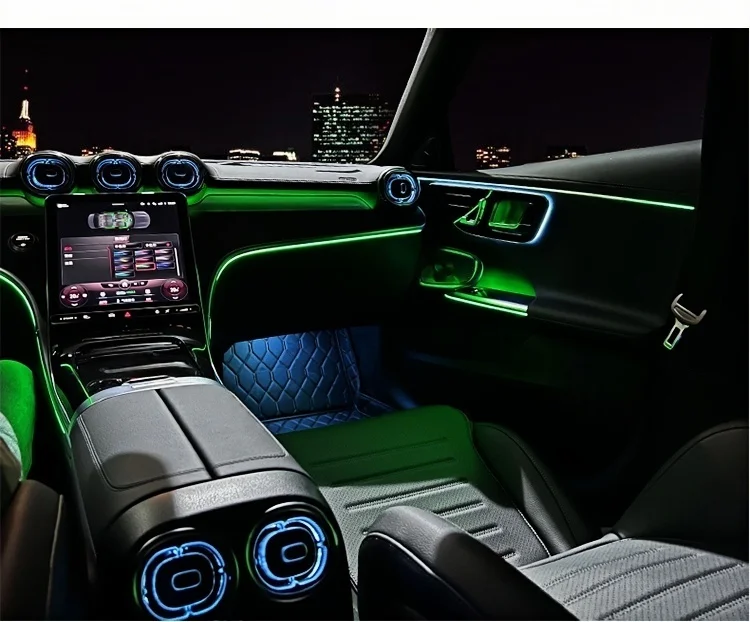 Für Mercedes-Benz C-Klasse W206 2022-2026 64 Farben Zentrale Sattelbeleuchtung Ambientebeleuchtung Mittelkonsole Atmosphärenlicht Upgrade – Detail 17