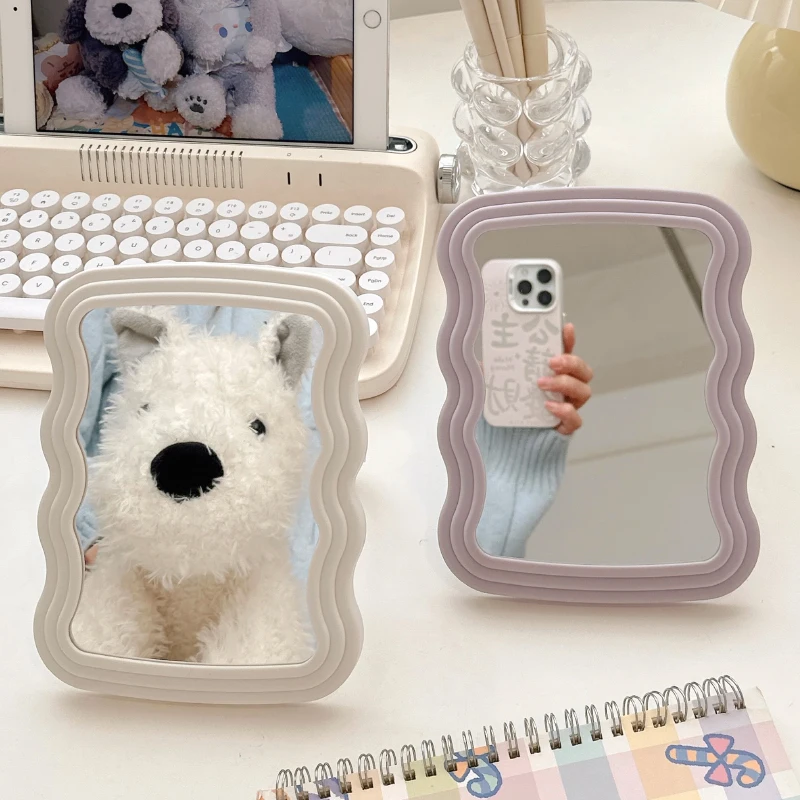 

Women Handheld Mirror Glass Dressing Girls Simple Portable Mirrosr White Design Ozdoby Do Pokoju Home Decoration Accessories