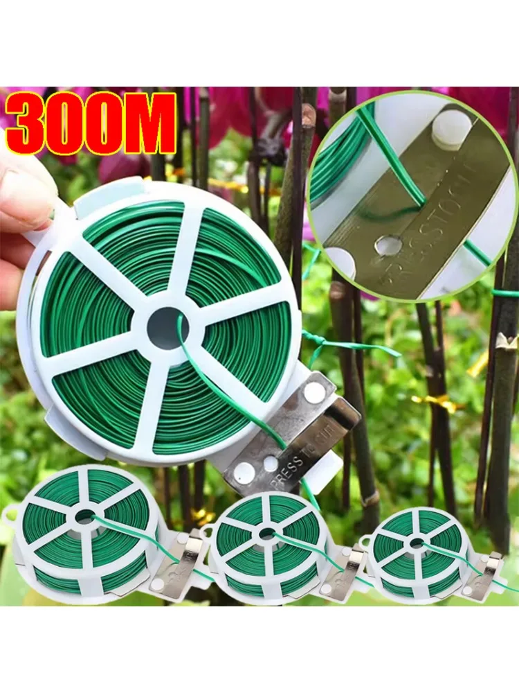 Attaches torsadées de jardin 300/20m, fil de cerclage réutilisable pour plantes à fleurs, Supports d'escalade, canne auto-coupée, attache de câble fixe