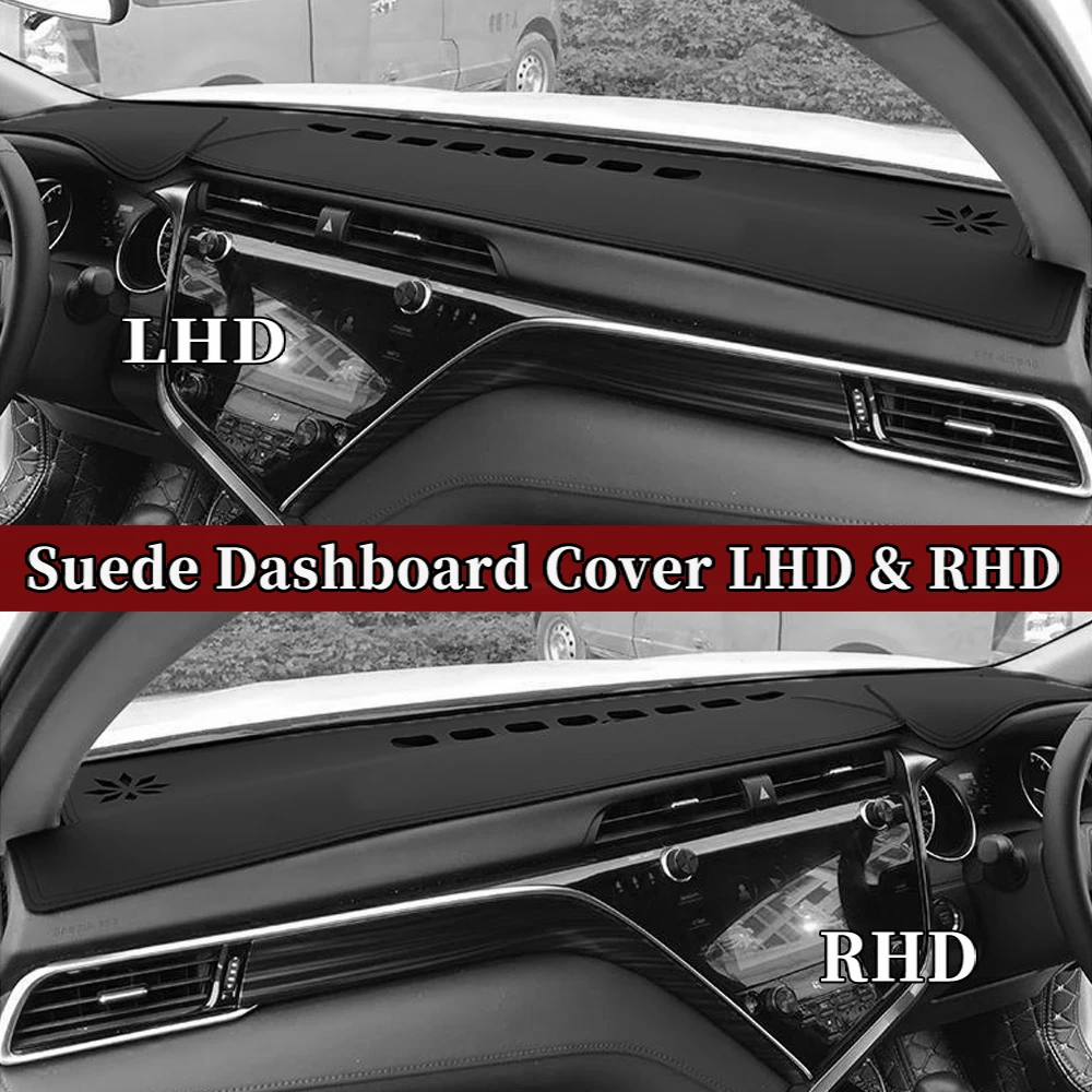 Car-styling Suede Leather Dashmat Dashboard Cover Dash Mat Accessories For Toyota Camry 70 XV70 Hybrid 2018 -2023 2022 2021 2020