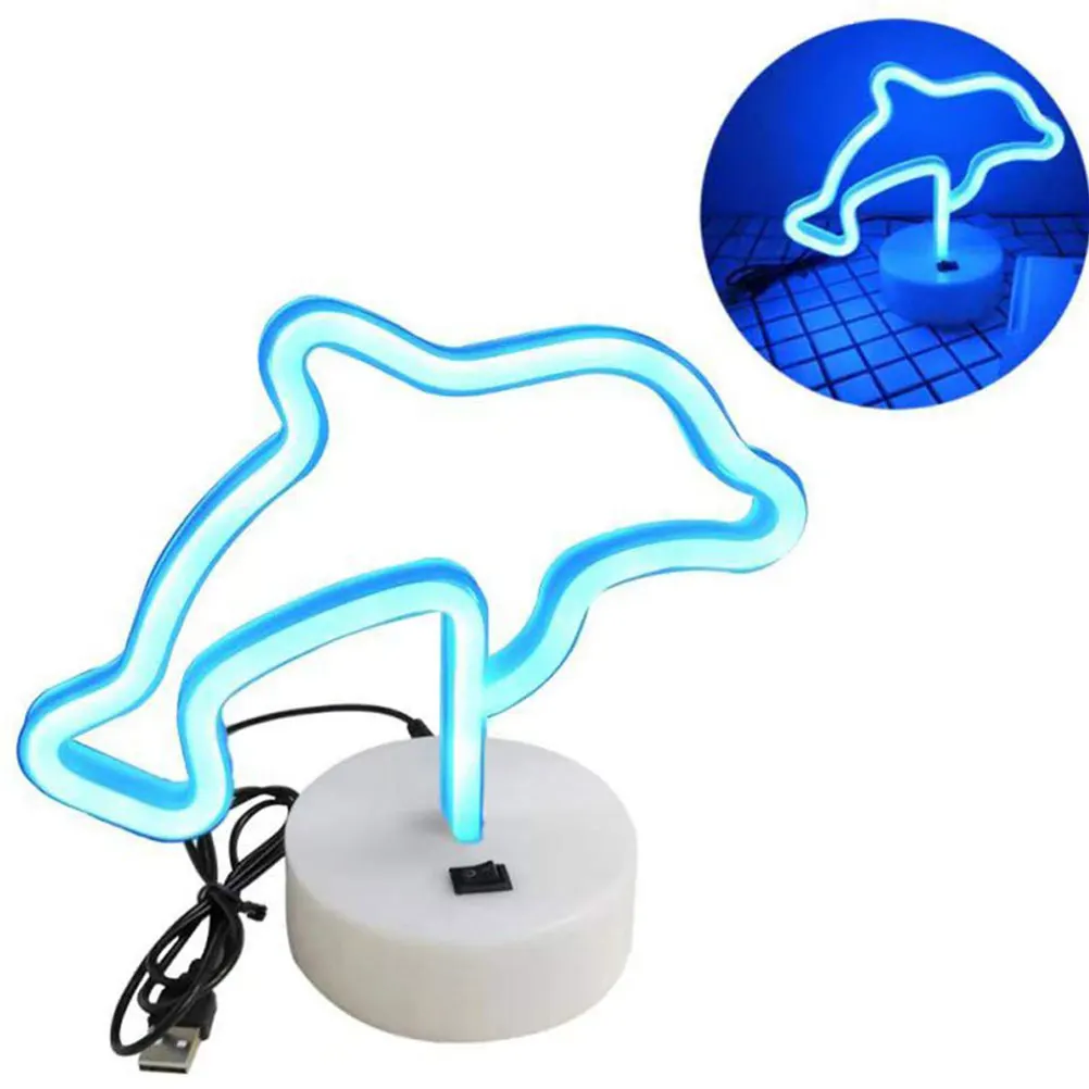 

Dolphin Light LED Night Lamp Unique Creative Shape Span for Home Office Cafe Bar Wedding Party Decor Gift