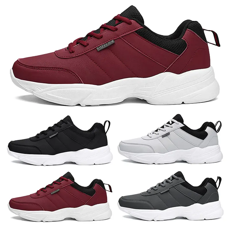 Men Sneakers Outdoor PU Leather Running Shoes Lace Up Mesh Men Trekking Shoes Breathable Thick Bottom EVA Sole Plus Size 39-48