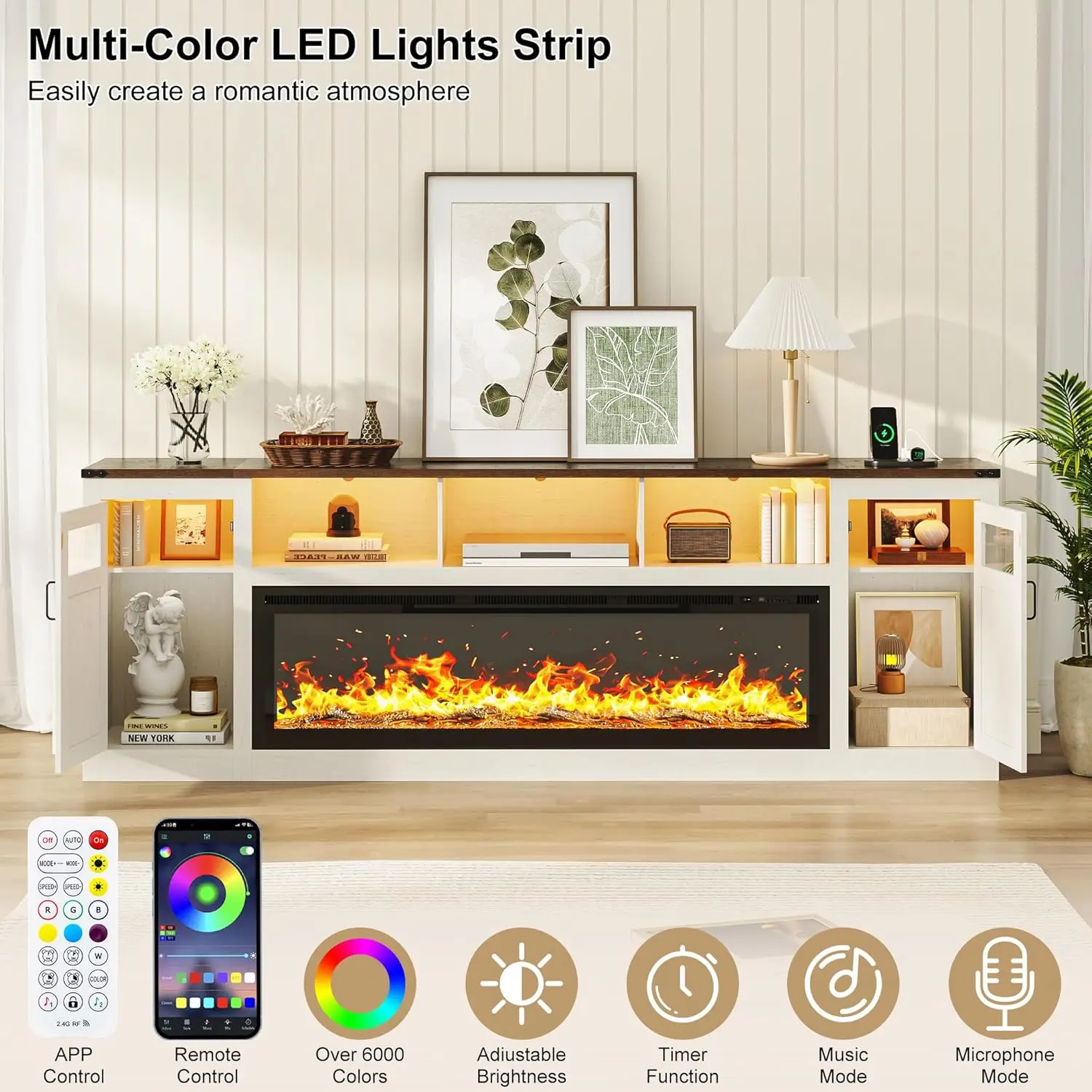 Fireplace TV Stand for 100 Inch TV, 95