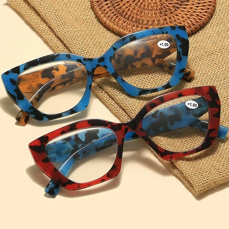 Ladies Anti-blue Light Plus Diopter Eyewear Vintage Women Large Reading Glasses Trendy HD Lens Far Sight Eyeglasses 0 To +4.0