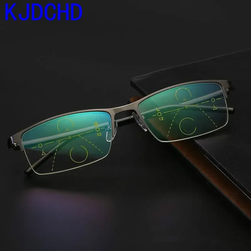 2023 Ultra Light Antifatigue Progressive Multifocal Commercial Reading Glasses Men Bifocal Intelligence Diopter Glasses