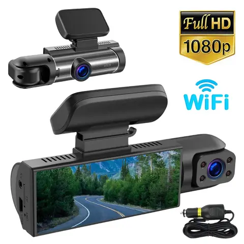 1080P WIFI DVR 듀얼 카메라 대시 캠 자동차 비디오 레코더 IR 야간 투시경 자동차 운전 기록 전면 및 내부 루프 녹화