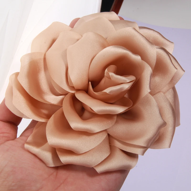 20 Stücke 14 cm Französisch Mode Tuch Kunst Große Blume Für Brosche Handgefertigte Stoff Multi-Blütenblatt Corsage Anstecknadel elegante Party Acces