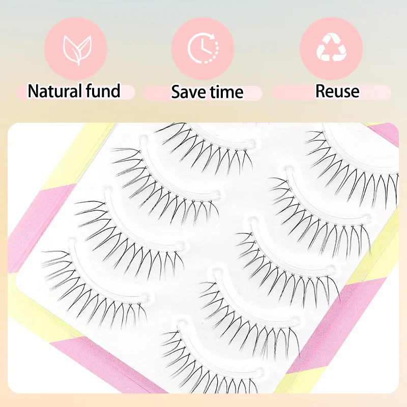 5 Pairs V-Shaped Fairy False Eyelashes - Little Devil Individual Clusters, Heat-Bonded Manga Lash Extensions for Anime Makeup