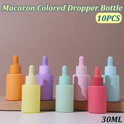 10PCS 30ml Dropper Bottles Macaron Colored Glass Container Mini Travel Essentials Bottle With Glass Drop Pipettes Cap Refillable