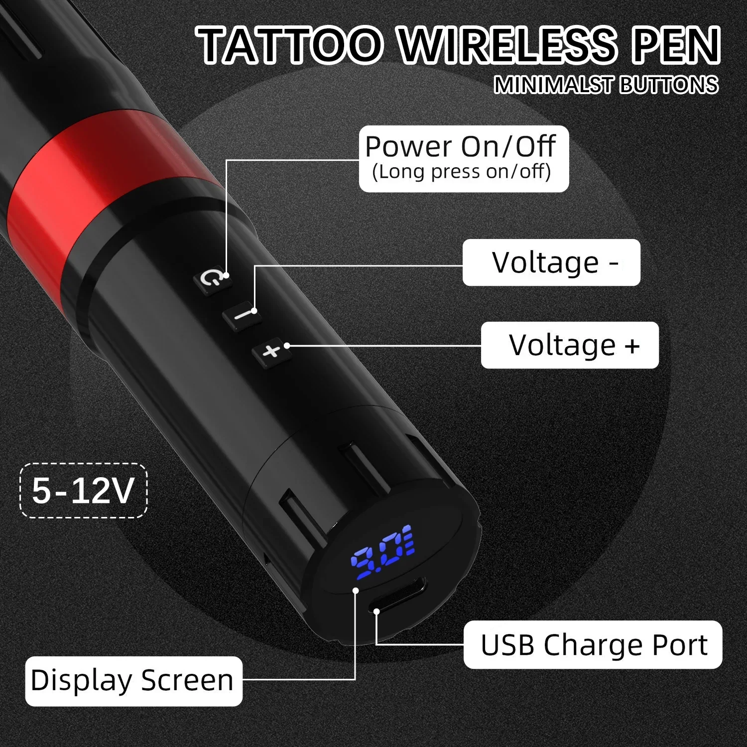 New 2 in 1 Wireless Cartridge Tattoo Machine Pen 9000 rpm Rotaty Battery Pen Portable Power Pack 1500 mAh LED Digital Display