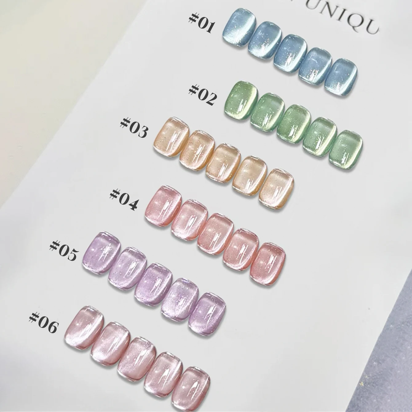 6PCS Blume Datum Serie Cat Eye Gel Nagellack Meistverkaufte Tägliche Transparente Farbe Feine Glitter Glas Perlen Nail art Liefert