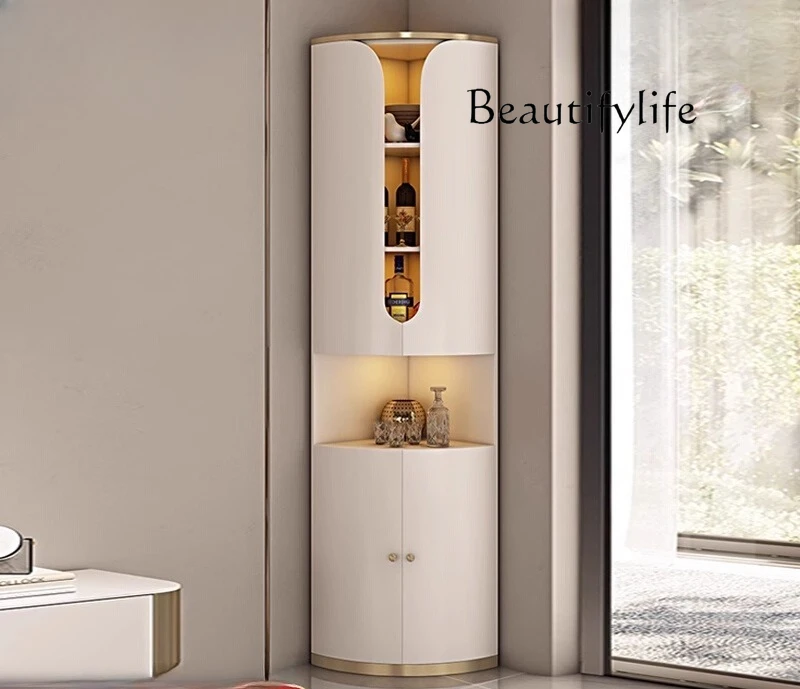 

Light luxury solid wood corner cabinet Modern simple wine cabinet Triangle cabinet Italian exquisite solid wood glass high foot