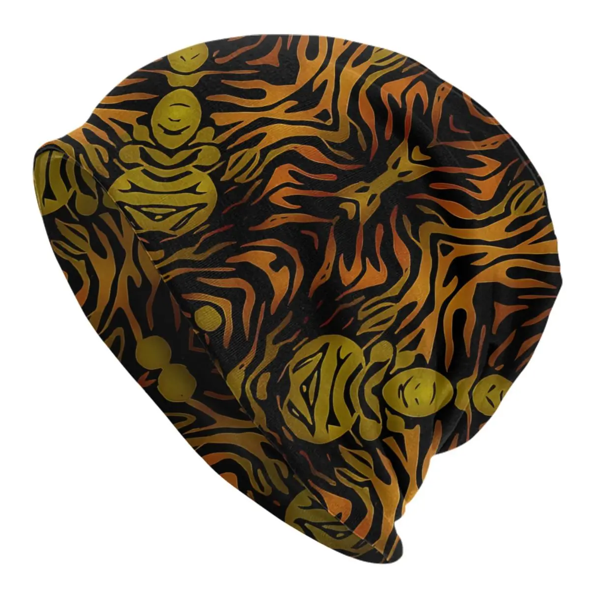 Orange Glow Zebra Abstract Mini Skirt Men Women Thin Beanies Windproof Ski Cap Double Layer Fabric Bonnet Hat