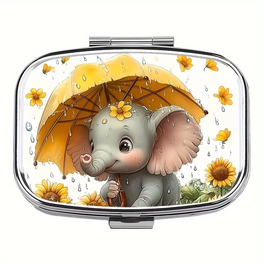 

Pill Box Portable Medication Organizer 2Compartment, Mini Metal Storage Box, Portable Jewelry And Medication Box