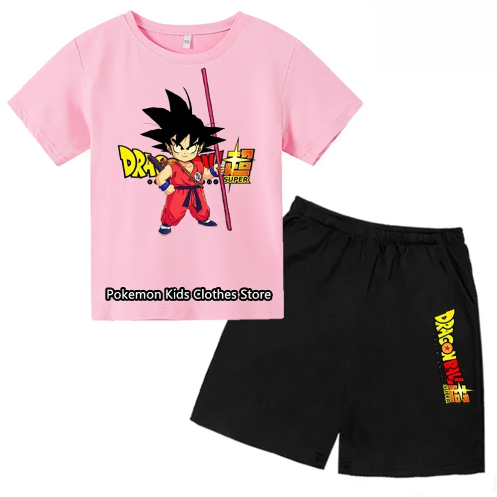 

Dragon Ball T-Shirt Pirate King Boys Girls Teenager Summer Short Sleeve Tops Children Casual Stitch Tops Tee Shirt set