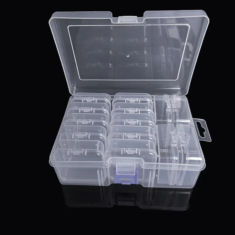 14 Compartments/Set Transparent Plastic Storage Box, DIY Hand-Painted Accessories Storage Box, Multi-Purpose Storage Tool