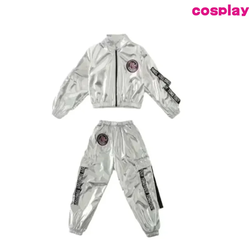 1 totlot boy girl hip-hop set silver color jazz dance costume children performance jazz dance costume C