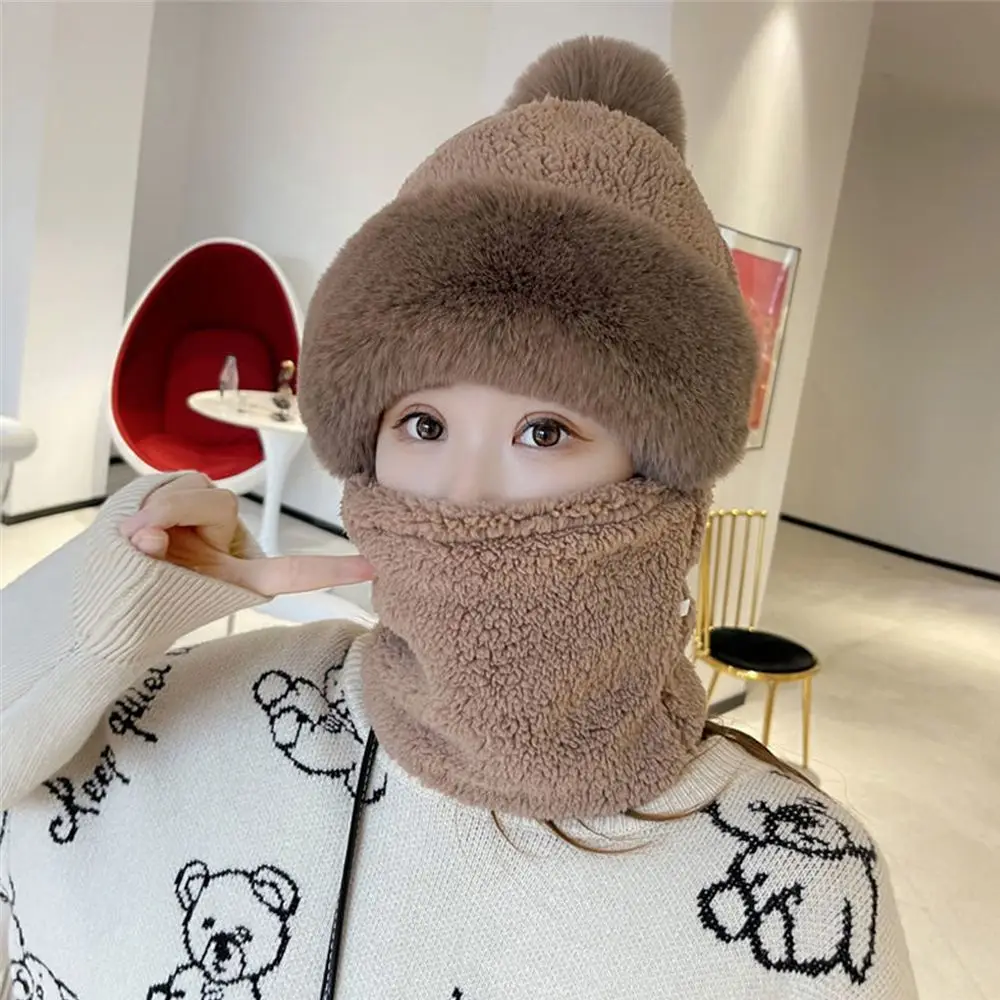 المرأة ركوب الدراجات يندبروف بيني قبعة الرقبة أدفأ المخملية القبعات قبعة وشاح مجموعة #1