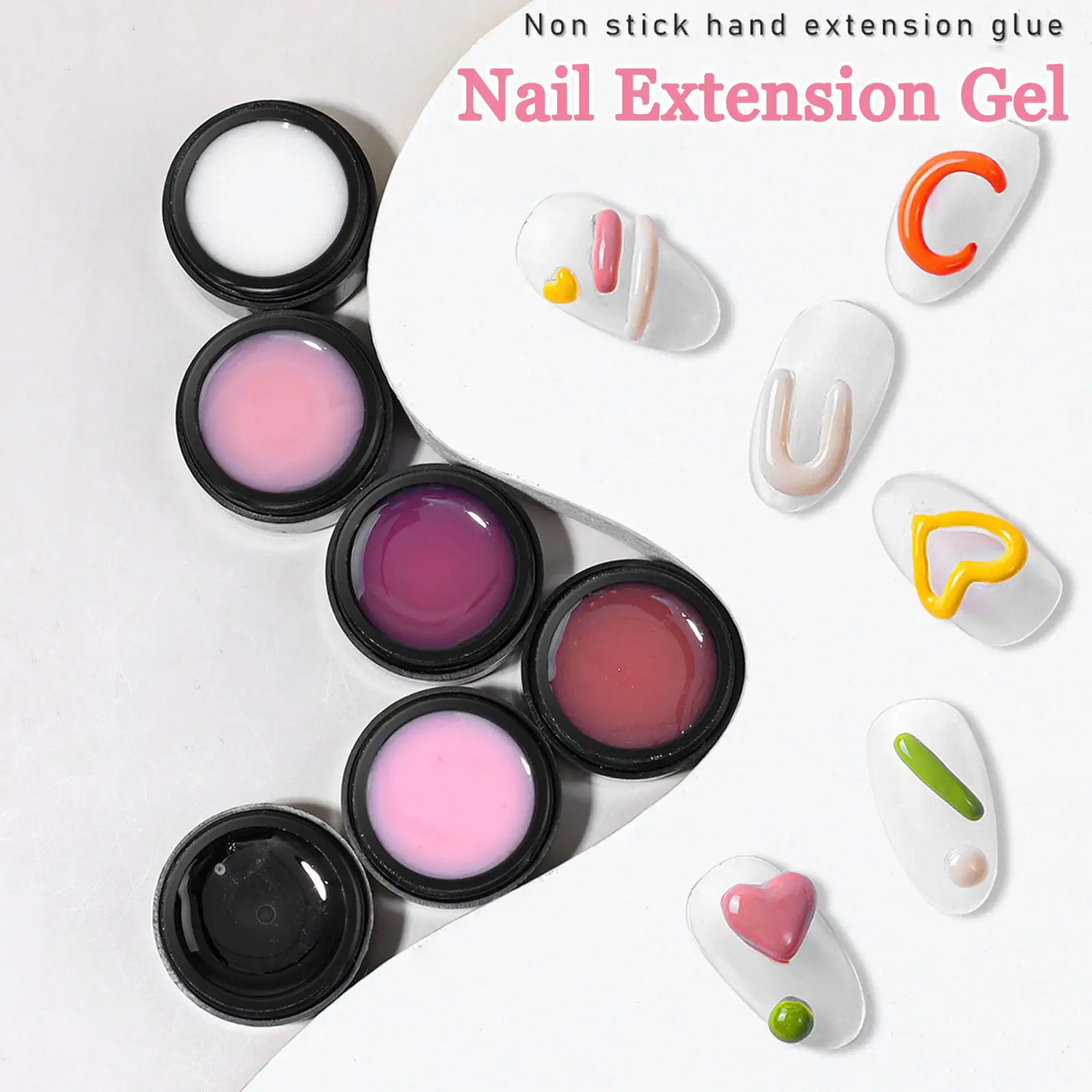 Gel kuku ekstensi padat tidak lengket, 5ML lem Nude bening berlian imitasi Semi Gel Varnis Gel ekstensi merah muda permanen F6T8