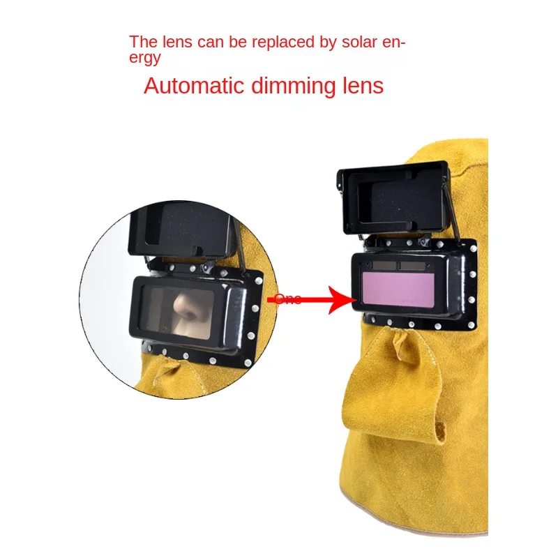 Electric Welding Automatic Dimming Head-mounted TIG Anti-strong Light Labor Protection Welder Protective Cowhide Full Face Mask