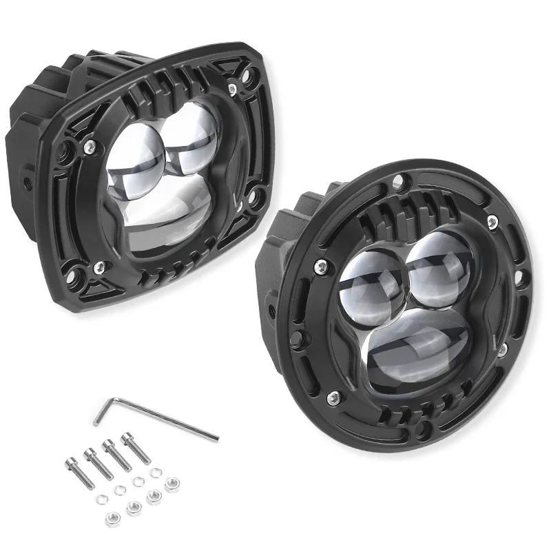 4 Inch Flush Mount LED Pods Light Driving Fog Light Lamp Round Square LED Work Lamp 12V 24V for Car Truck Off Road 4x4 SUV ATV