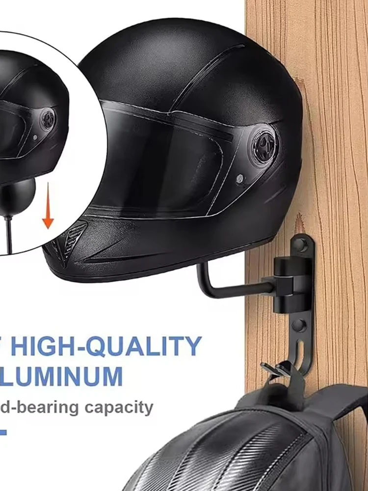 AliExpress NONE Wall Mount Motorcycle Helmet Rack, 180° Rotation Hanger Helmet Holder With Hooks For Bike Baseball Helmet Display Hanger Stand
