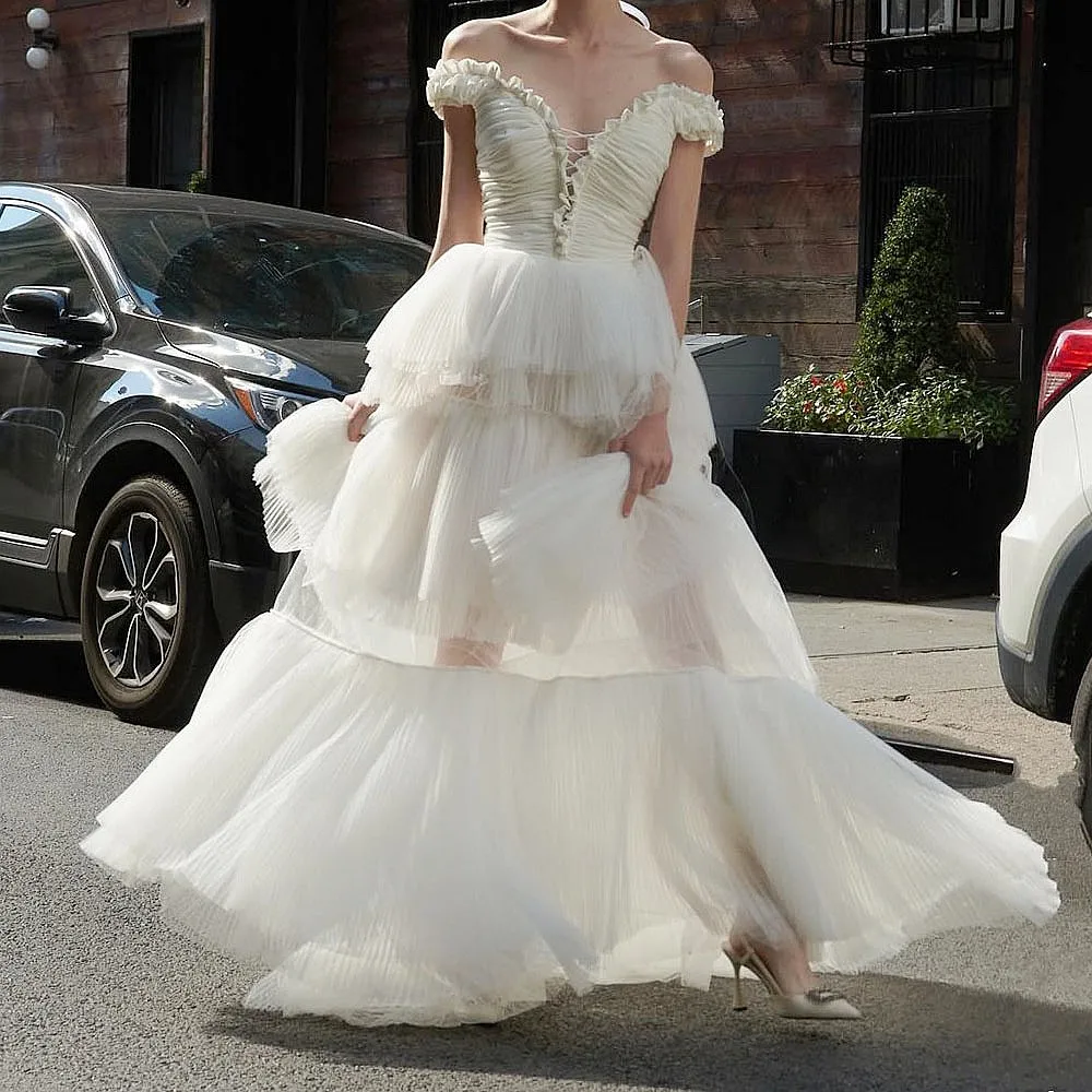 فساتين حفلة موسيقية للفتيات من Festa قبالة الكتف على شكل قلب متدرج شفاف من خلال فستان الزفاف فساتين العطلات الصيفية ملابس أعياد الميلاد للفتيات #3