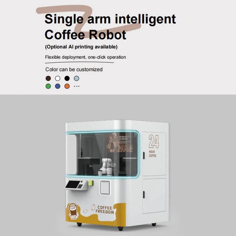 Modular Single Robotic Arm Coffee Robot With Ai Pattern Printing for Retail Business customize