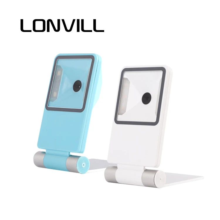LONVILL Desktop Foldable  Barcode Scanner RS-232 USB HID POS Mobile 1D 2D Scan QR Code Reader for Coffee Shop Checkout