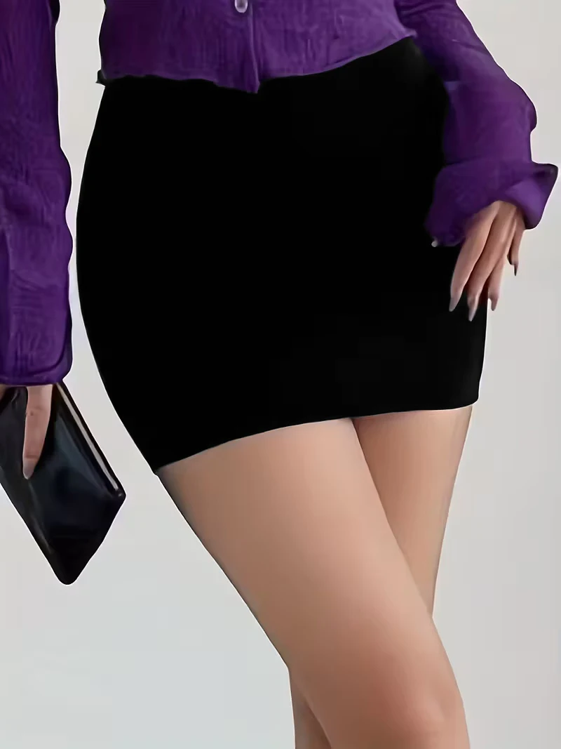 Women Black High Waist Mini Skirt Bodycon Pencil Slim Fit Party Clubwear Elegant Casual Streetwear Bottoms