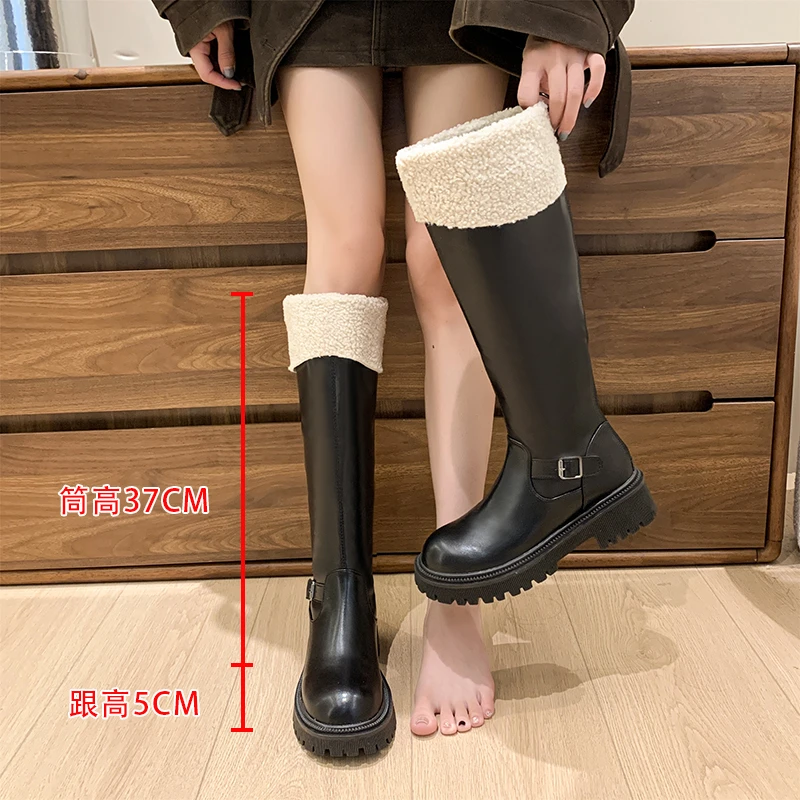 

Весна и осень 2025 г., брюки с ворсом в американском стиле, сапоги-трубы, высокие сапоги для женщин