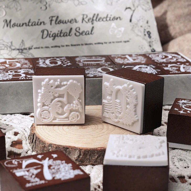 10/27 قطعة الرقم الإبداعي ورسالة مجموعة الختم الخشبي DIY بها بنفسك سجل القصاصات دعوة رسالة الرجعية مجلة لوازم جماليات الزخرفية