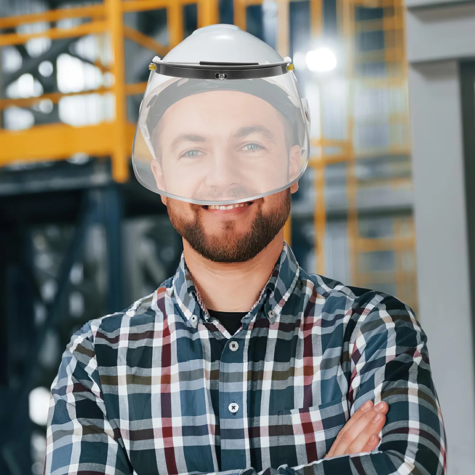 

Hard Hat Safety Hood Thickened Pc Material Clear Visor Welding Grinding Anti-Splash Impact Resistant Facial Shield