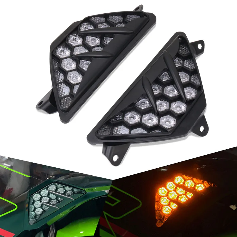 

Motorcycle Front LED Turn Signal Indicator Flasher Light Fit For NINJA 250/300/400 ZX-25R ZX25R NINJA400 NINJA300