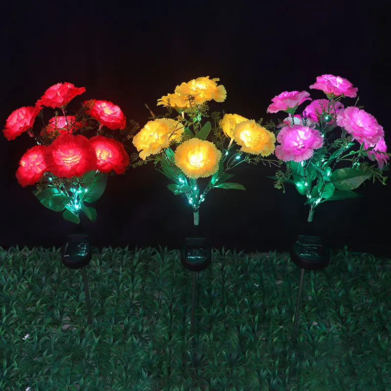 庭の装飾用の7つのヘッドランプ,屋外のLEDランプ,花,防水,芝生や結婚式に最適